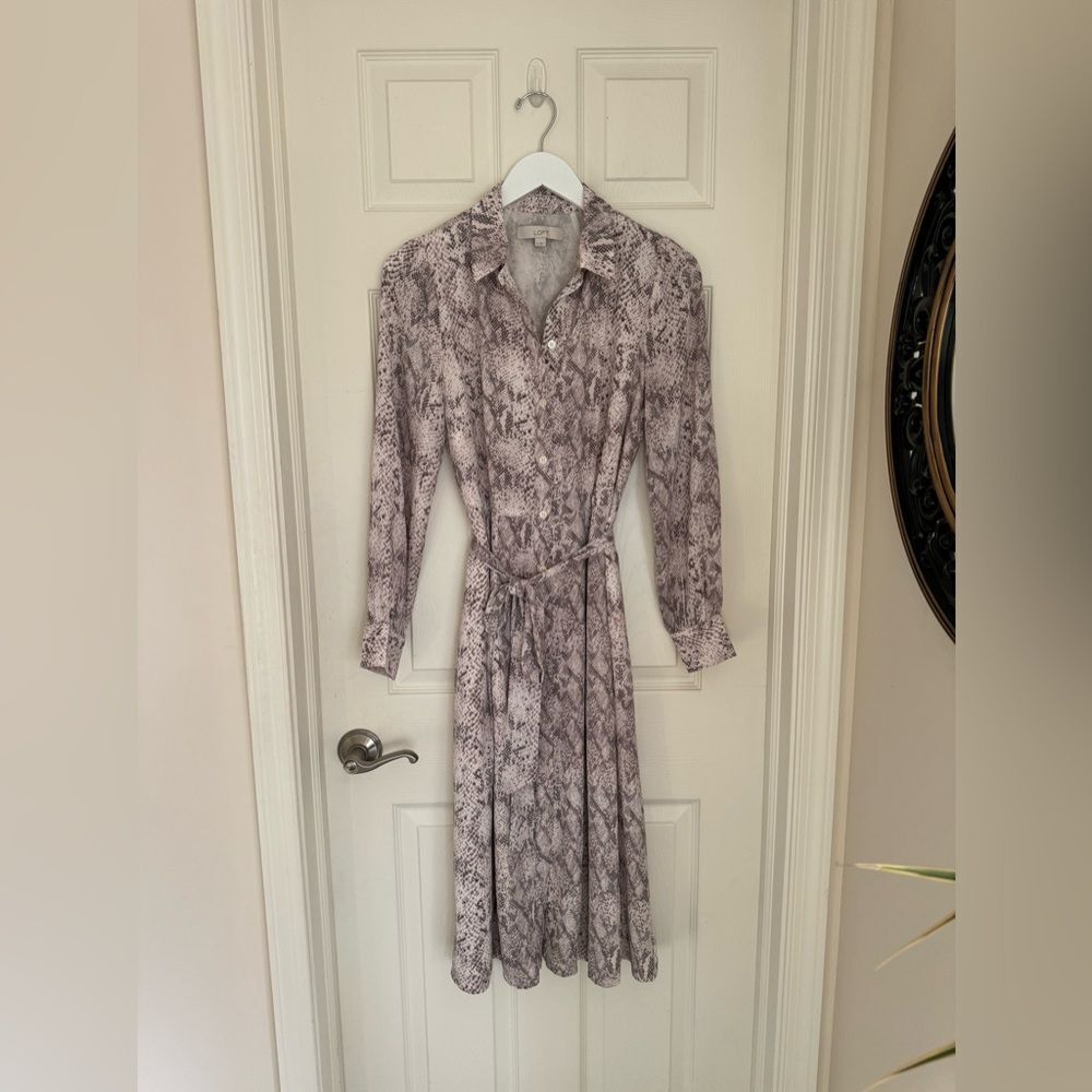 Pink animal print loft dress size 4